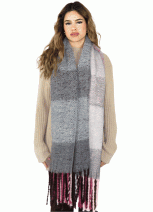 Ladies Chunky Pink and Grey Scarf